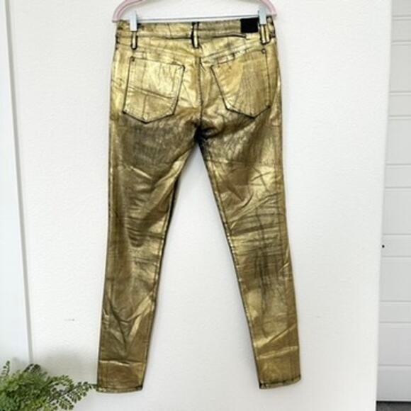 Sinclair Manufacturing Metallic Gold Pants Size 30 Modern Glam Statement - Picture 4 of 9